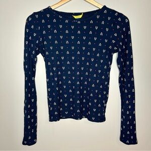 Prince & Fox Navy Cropped long sleeve top with fox design